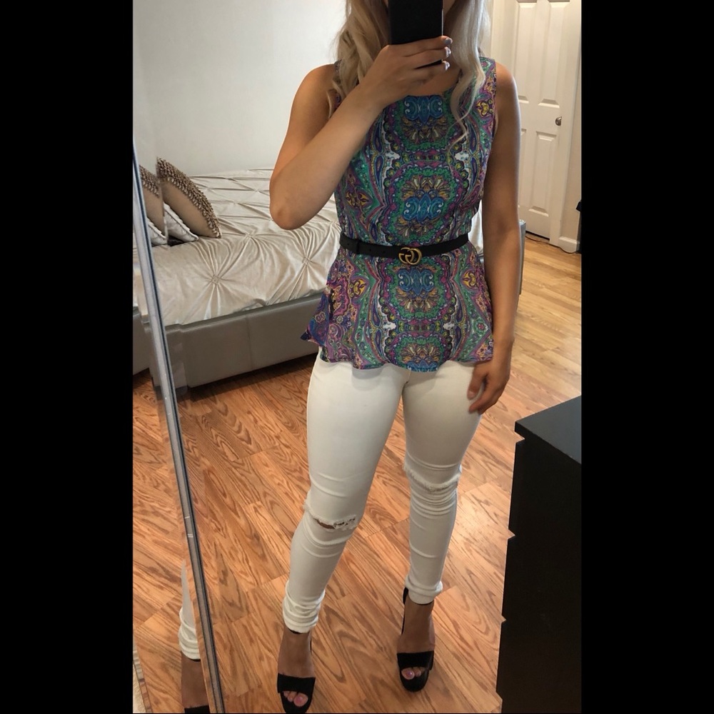 Multi colored peplum top